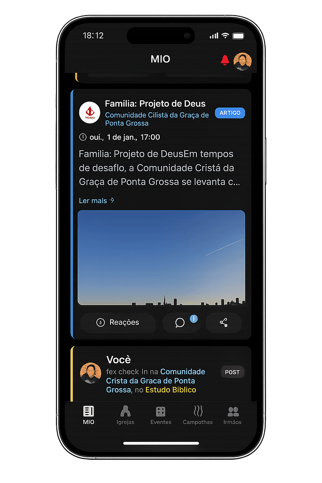 Interface do App MIO
